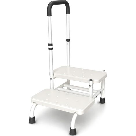 Marchepied de Bain 2 Marches avec Poignée, Marche Pied Baignoire Antidérapant Supportant jusqu'à 200 kg, Aide à l'Entrée et Sortie de Baignoire Stable pour Seniors et Personnes à Mobilité Réduite (1/5)