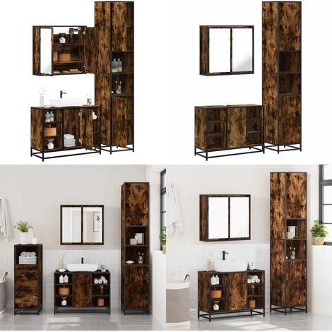 vidaXL Ensemble de meubles de salle de bain 3 pcs Chêne fumé (1/5)