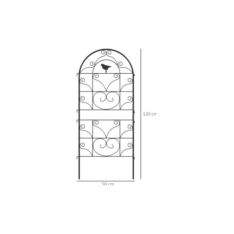 Lot de 2 treillis de jardin noirs en métal avec motif oiseau et piquets à planter pour jardin, balcon et terrasse (1/5)