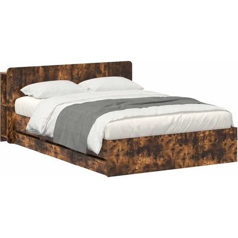 Estructura de cama con almacenamiento y cabecero Roble Ahumado vidaXL (1/5)