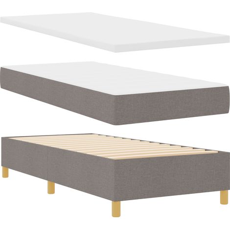 vidaXL Cama Box Spring con Colchón y Banco Taupe 90x190 cm Tela (1/5)