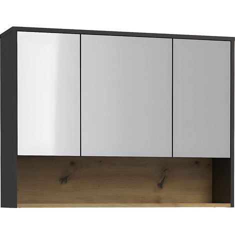 Armadietto a muro da bagno 100 cm Antracite - YANGRA (1/2)