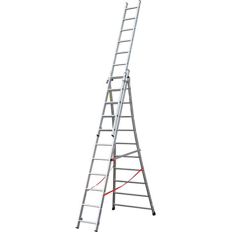 Echelle transformable pro 3 plans 3x10 échelons 6m/6,8m en aluminium Hailo Pro