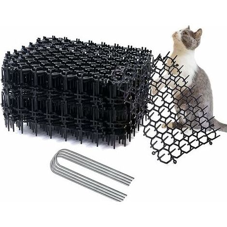 Alfombrilla anti-gatos de 24 piezas con púas, tiras de plástico de 20 x 15 cm, alfombrilla repelente para gatos, púas anti-gatos, repelente con púas para jardín, anti-perros y gatos. (1/5)