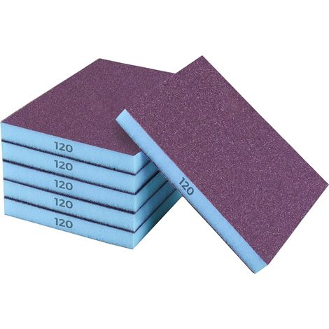 Ensemble de 6 éponges de ponçage- grain 120- tampons de ponçage lavables et réutilisables- adaptés aux murs en bois et en métal. (1/5)