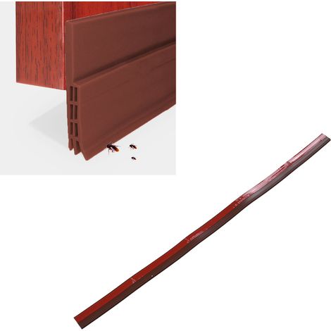 Bande d'étanchéité auto-adhésive en silicone pour bas de porte, bande insonorisante et coupe-vent pour joint de porte de chambre, bande anti-poussière LQ6 (marron). (1/5)