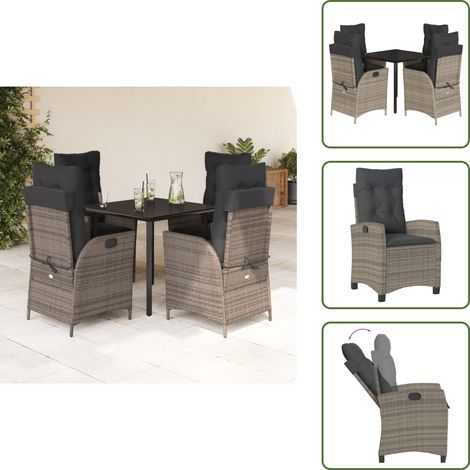 Cuscini da seduta - vidaXL Set da Pranzo da Giardino 5 pz con Cuscini in Polyrattan Grigio - Cuscini sfoderabili