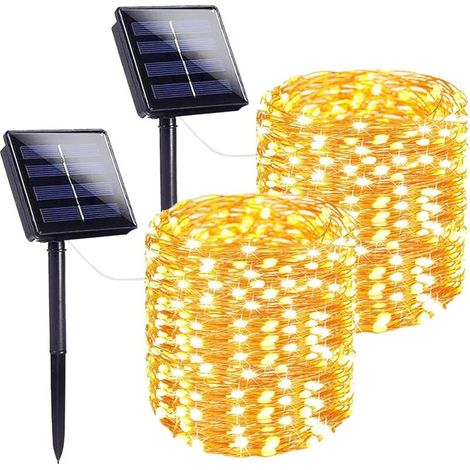 Extralange Solar-Lichterketten für den Außenbereich – 2er-Set (je 22 m / 200 LEDs) – Wasserdichte Solar-Lichterketten aus Kupferdraht mit 8 Modi – Ideal für Gärten, Terrassen, Bäume, Weihnachtsfeiern
