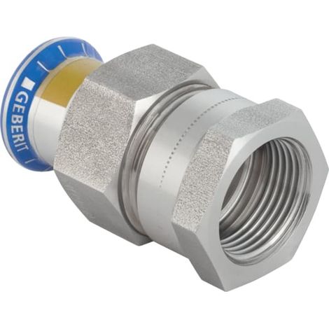 Geberit Mapress Edelstahl Übergangsverschraubung mit Innengewinde, Überwurfmutter aus CrNi-Stahl (Gas), DN 12 / 15, 34400 (1/5)