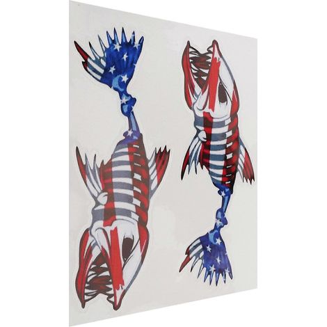 Autocollant squelette de poisson pour voiture (2 pièces), adhésif imperméable en PVC (1/5)