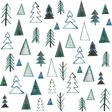 Wandtattoos mit grüner Kiefer im skandinavischen Stil – dreieckiger Baum – Wandtattoos – abstrakte Kunst – Wald-Wanddekoration (1/5)
