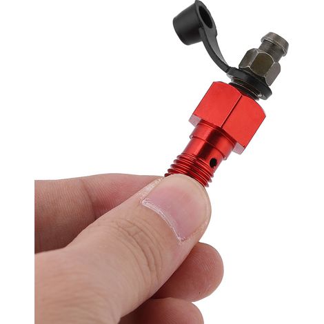 Entlüftungsschraube M10x1,25 mm für Motorradbremssattel, Hohlschraube mit roter Staubkappe, Bremssattel- und Zylinderschraubensatz (1/5)