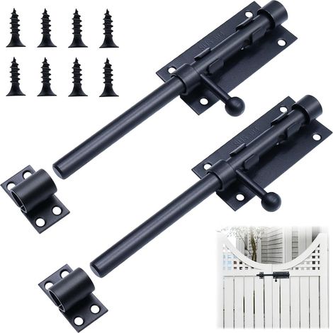 Pièces Noire Targette de Porte, Inoxydable Targette, Verrou Porte Interieure avec Vis pour Portail de Jardin, FenêTres, Cabanon (Pouces) (1/5)