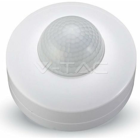 Sensor de movimiento infrarrojo V-TAC de 360° para montaje en techo, función de encendido/apagado, blanco, IP20