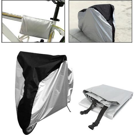 (Noir + Argenté)Housse Bâche Étui Couverture de Vélo Moto - NOVA - M 180x60x90cm - Noir + Argenté - Anti-UV - Étanche (1/4)