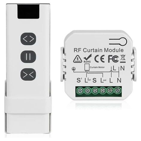 Drahtloses Rollladenmodul, drahtloser Schalter für Rollläden und Jalousien, bestehend aus einer Funkfernbedienung und einem Empfängermodul, maximale Reichweite 100 m
