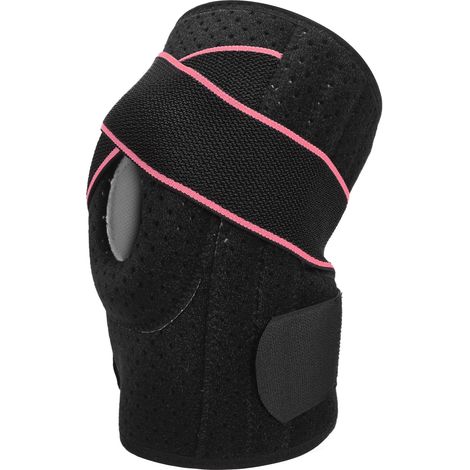 Genouillère Respirante Réglable avec Stabilisateurs Latéraux pour Déchirure Ménisque, Homme Femme, Rose (1/5)