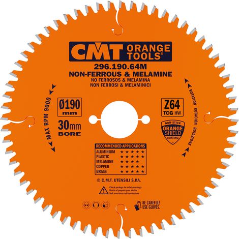 296.190.64M LAME POUR PLASTIQUE NON FERREUX HW 190X2.8/2.2X30 Z64 TCG -6°NEG