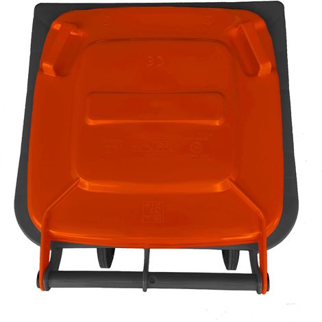Bidone carrellato grigio coperchio rosso pattumiera per raccolta differenziata rifiuti 120 Lt con ruote (1/5)