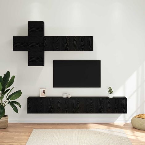 vidaXL Ensemble meuble TV 7 pcs Chêne noir Bois d'ingénierie