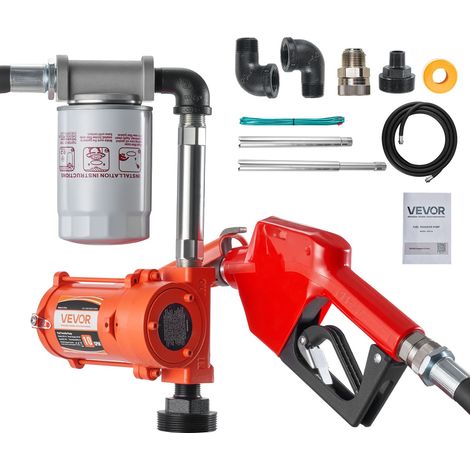 Pompe Transfert Carburant 40 L/min Pompe Transfert Gasoil 12 V CC avec Pistolet Arrêt Automatique, Tuyau Refoulement, Protection contre Surchauffe, Antidéflagrante, pour Essence Diesel Kérosène (1/5)