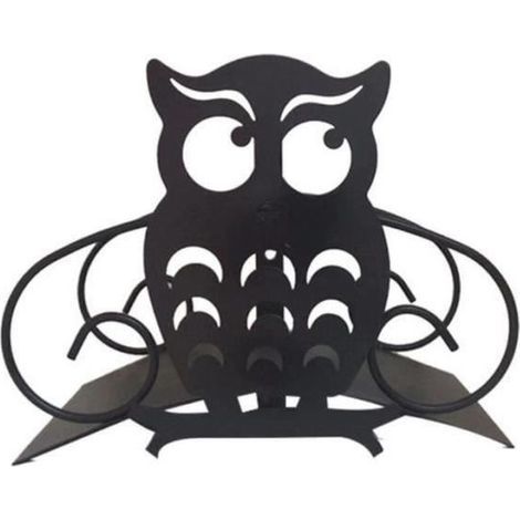 Support mural pour tuyau d\'arrosage - DEVIDOIR - Hibou - Métal solide - 27x20cm - Noir (1/4)