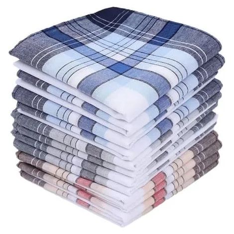 Lot de 12 mouchoirs pour homme en pur coton, 40x40 cm, motif à carreaux classique. (1/5)
