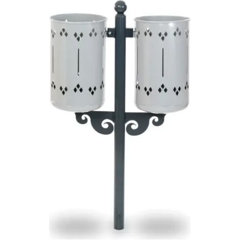 Cestino Old Style Double 576 Giochipark acciaio zincato verniciato &Oslash75x52h - RAL 9006 - Da interrare