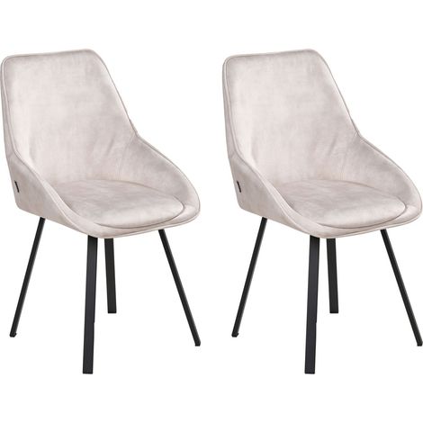 Esszimmerstuhl 2er Set drehbar TERLTON Samtstoff Hellbeige