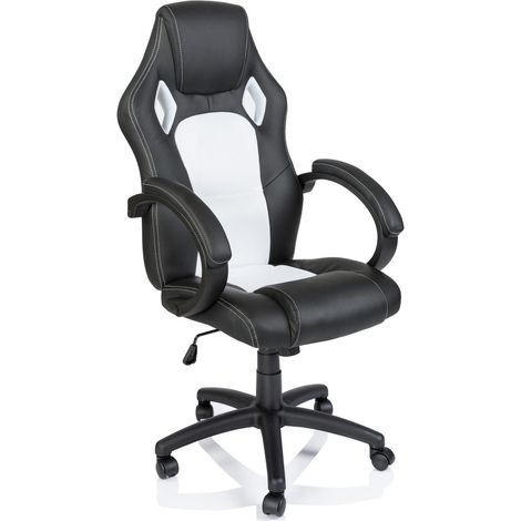TRESKO® Racing Chefsessel Bürostuhl Drehstuhl Sportsitz Bürosessel Schreibtischstuhl schwarz/weiß