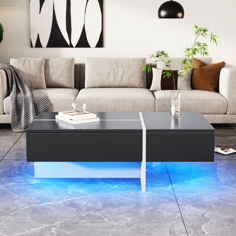 Wohnzimmertisch Aufbewahrung LED Schwarz 100cm OKMYHOME (1/5)