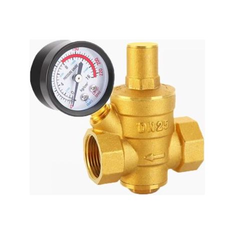 Druckregler, DN25 Einstellbar aus Messing, Langlebiger Wasserdruck-Reduzierventil + Metrische Spur (1/3)
