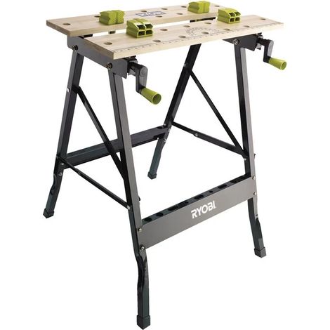 Ryobi RWB01 Klappbare Arbeitsplatte, max. 100 kg, 605 x 180 x 120 mm, Bambus, Metall (1/2)