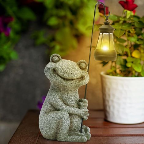 Rana decorativa solar para el jardín, figura de animal de jardín con luz solar, regalo colgante (1/5)