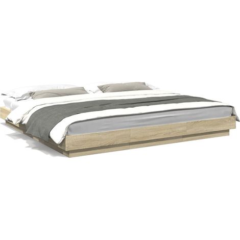 Maison Exclusive - Giroletto Cassetti Luci LED Sonoma 200x200 cm Legno Multistrato