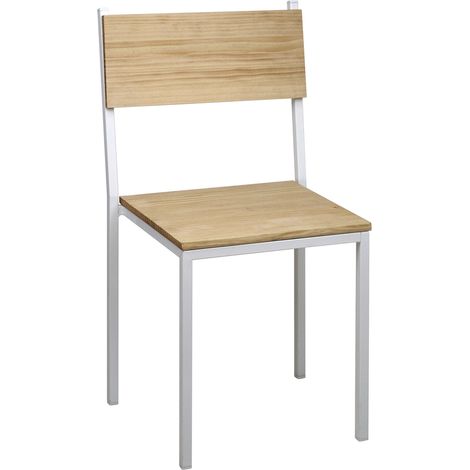 Sillas iCub encajable Pack 4Ud. 40x40x85cm Blancas en madera maciza de pino acabado vintage estilo industrial Box Furniture (1/5)