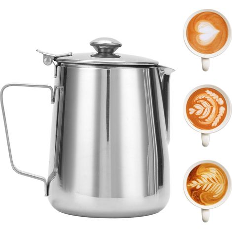 Dickwandiges Latte-Art-Kälber mit Deckel, Milchaufschäumbecher, Milchaufschäumer, elegante Kaffeetasse, 1500 ml (1/5)