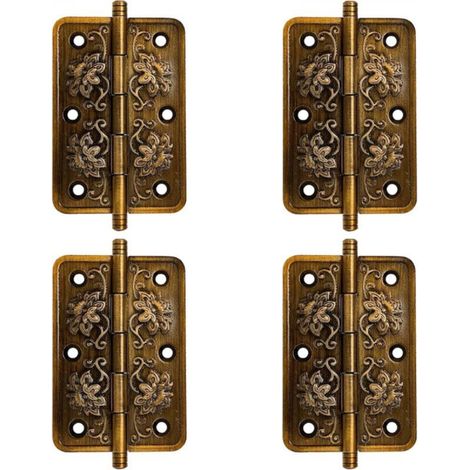 cerniere antiche - Cerniere vintage per ante di armadi - Cerniere decorative - Cerniere in ottone anticato, per decorare armadi, porte in legno e librerie