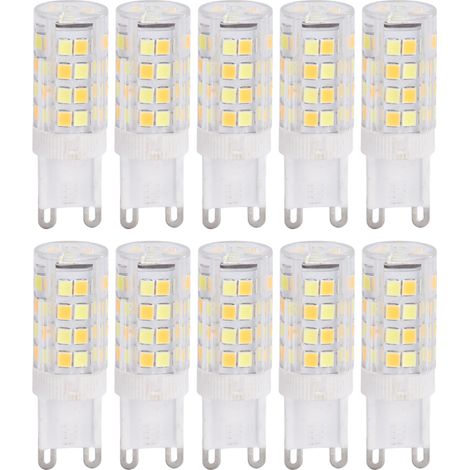Jeffergarden Lampe LED G9 220V, 10 pièces, ampoule LED en céramique à intensité variable, lampe de remplacement halogène pour lustre G9 5W 52LED (1/4)