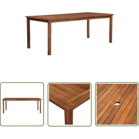 The Living Store Table de jardin 200x100x74 cm Bois d'acacia massif - Table De Jardin - Table Extérieure - Acacia Massif - Table Ronde - Mobilier De Jardin (1/5)