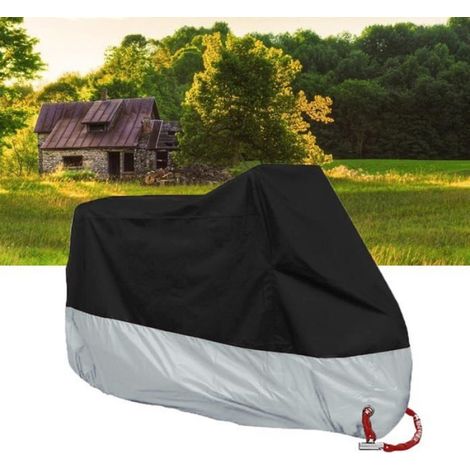 Housse de protection moto - Premium - étanche - Noir et argent - Universelle - 295x110x140 cm (1/4)