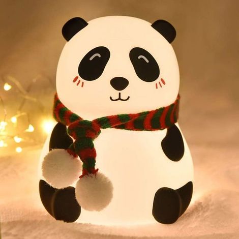 Veilleuse panda pour enfants, lampe de nuit en forme d'animal mignon, décoration lumineuse PandaTouch en silicone, portable avec re (1/5)
