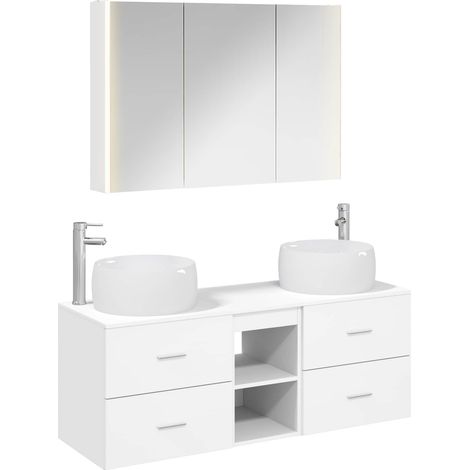 Ensemble de mobilier de salle de bain 4 pcs Blanc vidaXL (1/5)