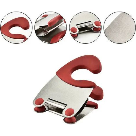 1 pinza para ollas de acero inoxidable con protección contra quemaduras, soporte para cucharas, ayudante de cocina, prácticos utensilios de cocina de goma, agarradera, rojo (1/3)