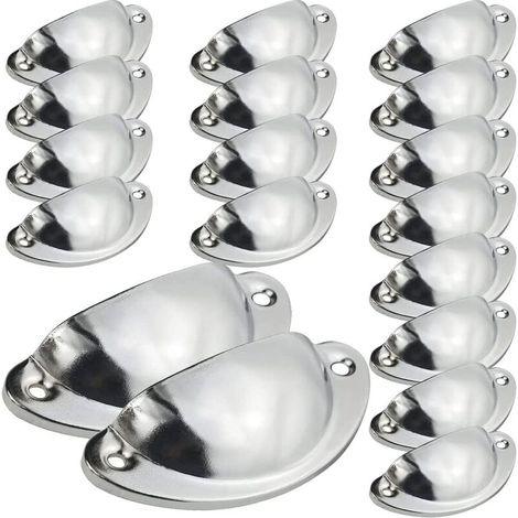 20 Pieces Retro Vintage Furniture Cabinet Door Drawer Drawer Handles and Knobs Shell Shape with Screw Silver 8 3 2 cm Silver