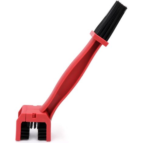 Robuste Nylon-Kettenreinigungsbürste für Fahrräder, Motorräder, Vierkantkopf, Kettenblattreinigungsbürste mit breiten Zähnen, 17,5 cm, rot (1/5)