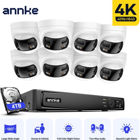 ANNKE 4K PoE-Überwachungssystem, 8 Outdoor-Dual-Lens-Kameras (8 MP) mit 180°-Schwenkbereich und Farbnachtsicht, 8 Kanäle, 12-MP-H.265+-NVR, Personen-/Fahrzeugerkennung, 4 TB (1/5)