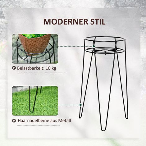 Lot de 3 supports pour plantes, hauteur 23,5/30/42cm, porte-pots métalliques noir pour intérieur, extérieur, salon, jardin, balcon (1/5)