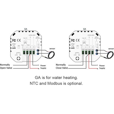 Programmierbarer Thermostat 95–240 V, 5+1+1 Perioden, hintergrundbeleuchteter LCD-Touchscreen, Temperaturregler für Warmwasserbereitung, 5 A (1/4)