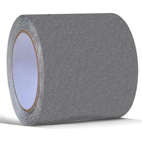 High-traction grey anti-slip tape for indoor and outdoor steps, ramps, walkways and patios, 4" x 5m (1/4)